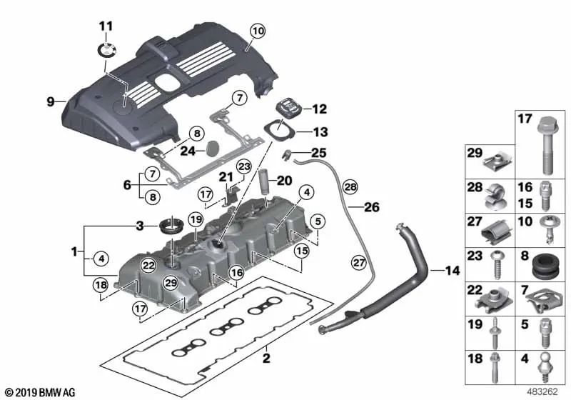 Tornillo Aussentorx para BMW Serie 1 E81, E82, E87N, E88, Serie 3 E90, E91, E92, E93, Serie 5 E60N, E61N, F10, F11, F18, Serie 6 E63N, E64N, Serie 7 E65, E66, F01, F02, X1 E84, X3 E83N, F25, X5 E70, Z4 E85, E86, E89 (OEM 11127558450). Original BMW.