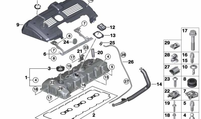 Junta de perfil para BMW E87, E90, E91, E60, E61, E63, E64, E65, E66, E85, E86 (OEM 11127581215). Original BMW