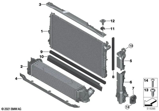 Radiador de refrigerante para BMW U06, U11, U12 (OEM 17119846868). Original BMW.