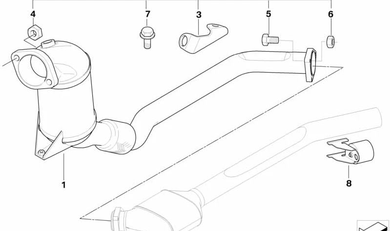 Kit de montaje para BMW Serie 3 E46 (OEM 18100412761). Original BMW