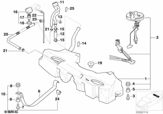 Plastic filler pipe for BMW 5 Series E39 (OEM 16116758269). Original BMW.