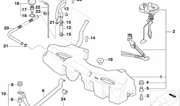 Tubo de ventilación OEM 16131184079 para BMW E39. Original BMW