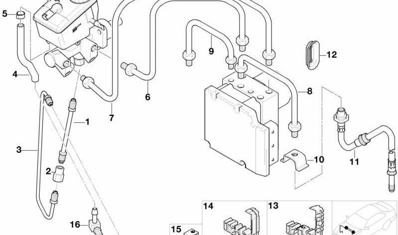 Tubo/Latiguillo de freno OEM 34326755660 para BMW (E21, E36, E46, E12, Z1). Original BMW.