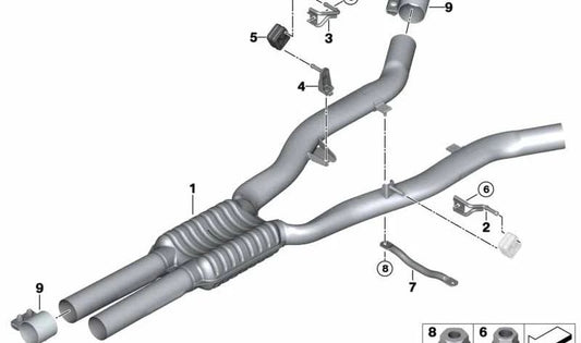 Silenciador Intermedio para BMW Serie 6 F06, F12, F13 (OEM 18307629377). Original BMW