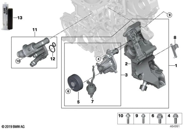 Bomba de refrigerante para BMW Serie 1 F20N, F21N (OEM 11518592241). Original BMW.