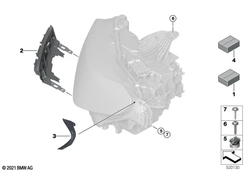 Kit de Reparación de Faro Derecho para BMW U06 (OEM 63115A431B2). Original BMW