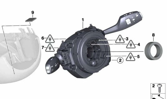 Centro di controllo delle colonne di gestione per BMW 2 F22 Series, F23, F87, Serie 3 F30, F34, 4 F32, F33, F36, X4 F26 (OEM 61319351139). BMW originale.