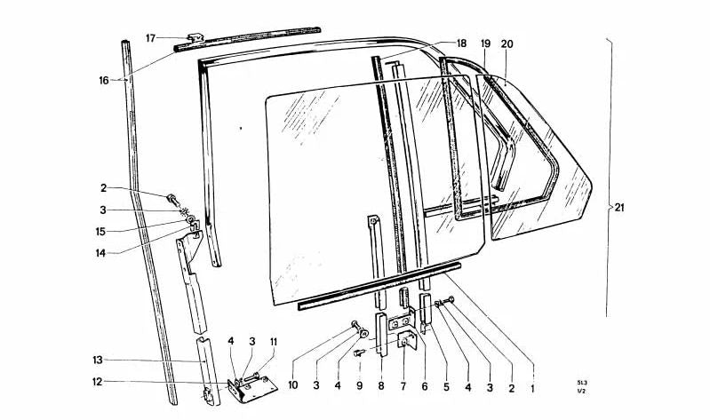 Guía de ventana delantera OEM 51326654262 para BMW Serie 3 (E46). Original BMW.