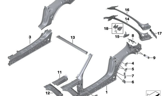 Soporte de pared lateral inferior izquierda para BMW Z4 G29 (OEM 41008812539). Original BMW