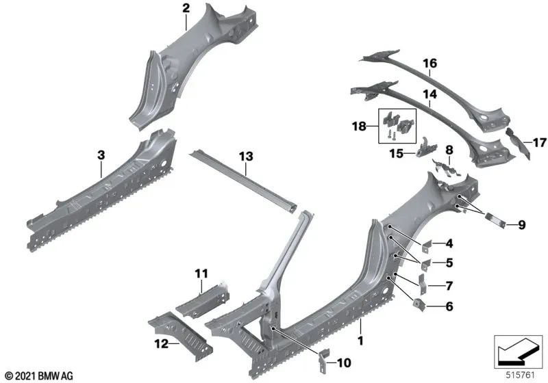 Soporte de refuerzo derecho para BMW Z4 G29 (OEM 41218499034). Original BMW