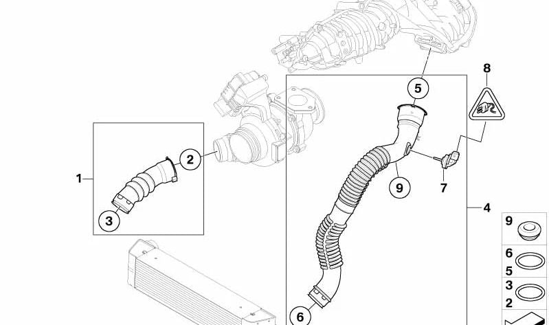 Conducción de aire de carga para BMW E83N (OEM 11613421960). Original BMW