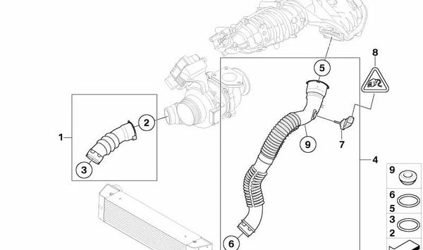 Conducción de aire de carga para BMW E83N (OEM 11613421960). Original BMW