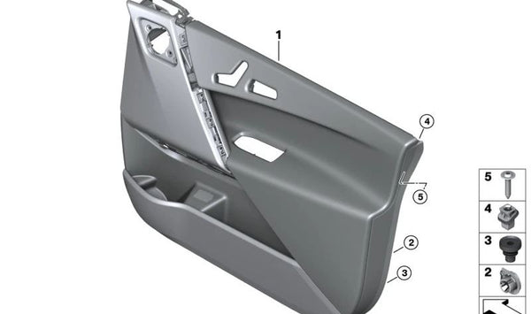 Revestimiento de puerta delantero izquierdo para BMW i I20 (OEM 51415A15755). Original BMW