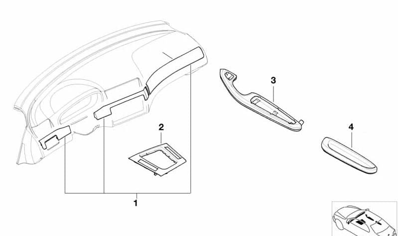 Reposabrazos de madera delantero derecho para BMW E46 (OEM 51418259958). Original BMW