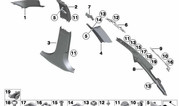 Embellecedor lateral izquierdo OEM 51437273781 para BMW F31 (Serie 3 Touring). Original BMW.