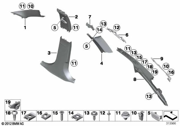 Halter Blende para BMW Serie 3 F30, F31, F35, F80 (OEM 51437276792). Original BMW