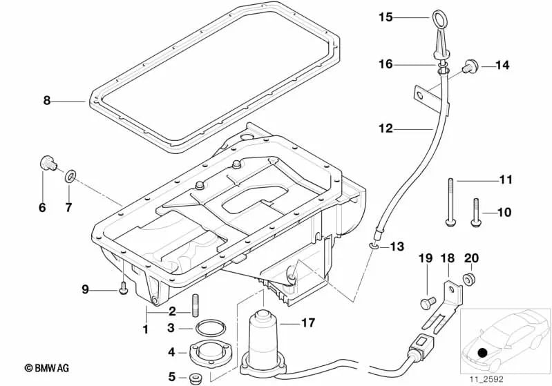 Varilla medidora de aceite para BMW Serie 3 E36, Serie 5 E34 (OEM 11432246521). Original BMW