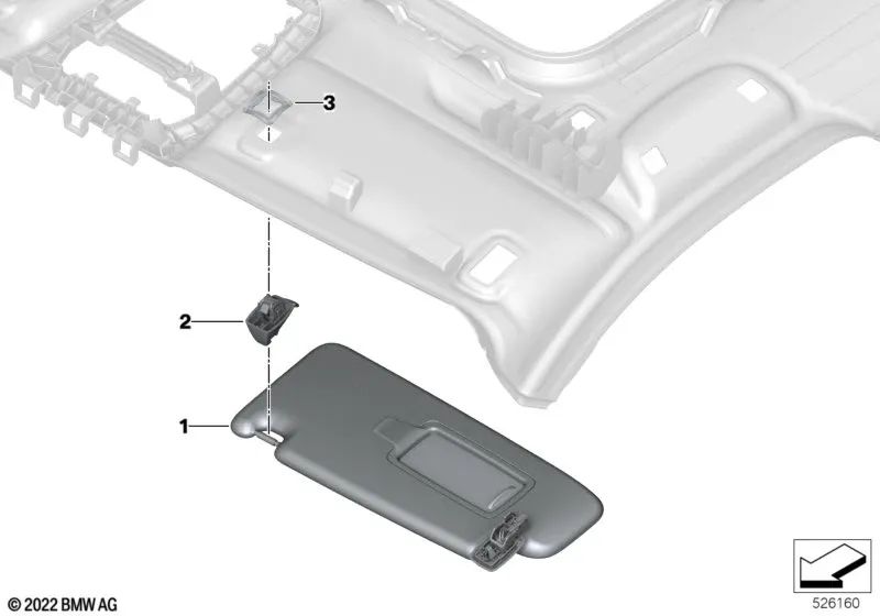 Visera parasol con etiqueta derecha para BMW Serie 2 U06, X1 U11 (OEM 51489874244). Original BMW