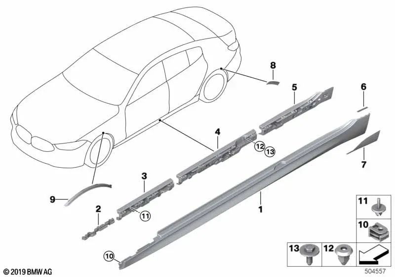 Película protectora izquierda para BMW G16 (OEM 51127493653). Original BMW.