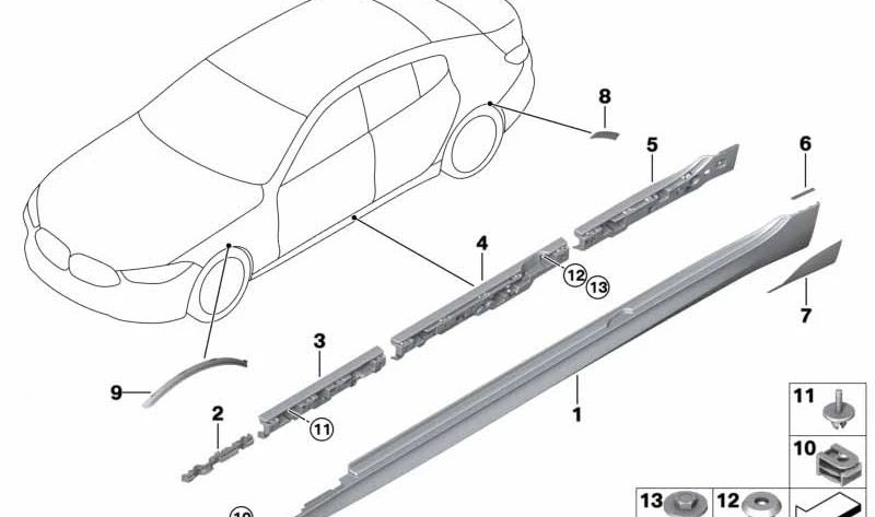 RIGHT ADHESIVE PROTECTOR 51127493654 FOR BMW G16. Original BMW.