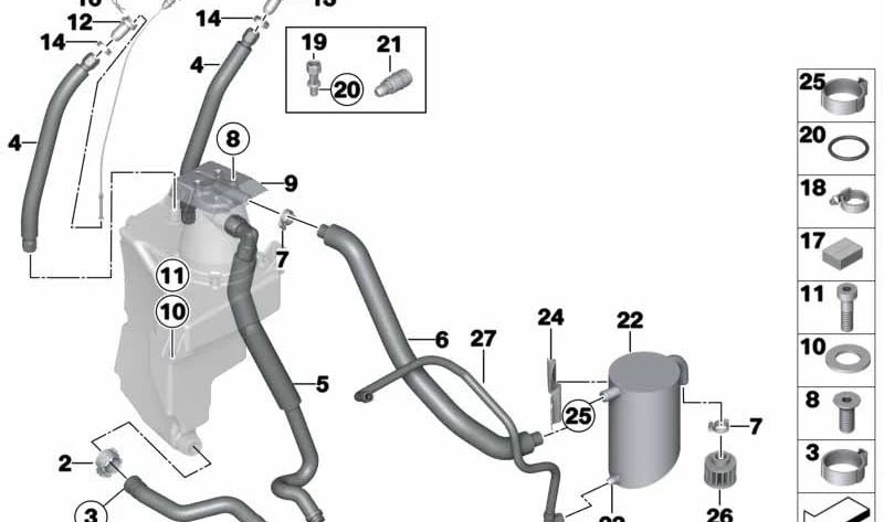 Abrazadera de Resorte para BMW (OEM 13538299667). Original BMW