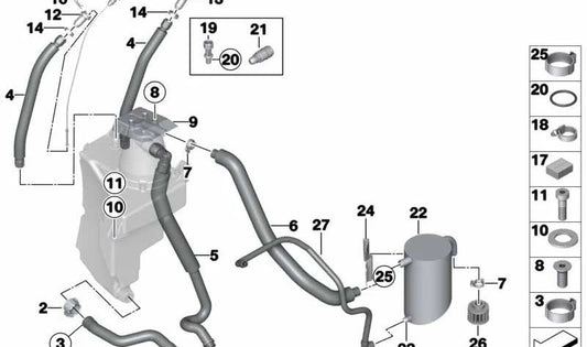 Abrazadera de Resorte para BMW (OEM 13538299667). Original BMW