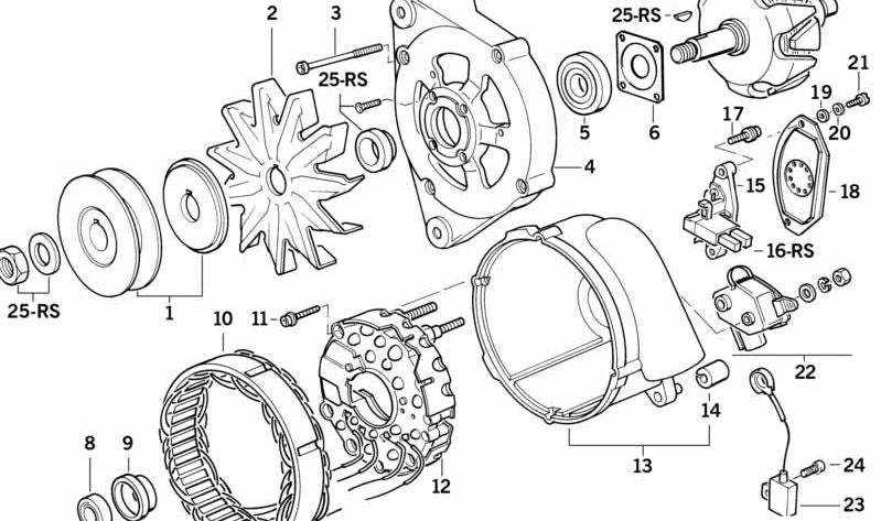 Alternador OEM 12311318230 para BMW Serie 5 (E34). Compatible con todos los modelos E34. Producto original BMW.