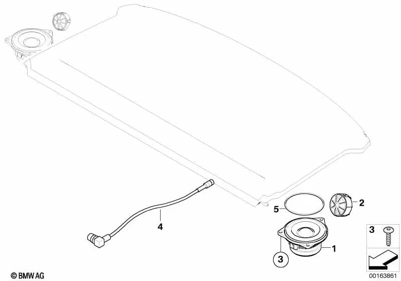 Altavoz de Agudos HiFi para BMW Serie 1 E82, Serie 3 E90, E90N, Serie 5 E60, E60N, E61, E61N (OEM 65136919362). Original BMW