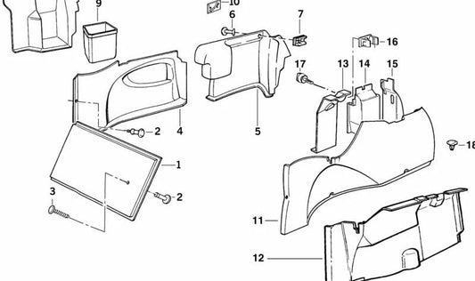 Revestimiento derecho para BMW Serie 5 E34 (OEM 51478102910). Original BMW