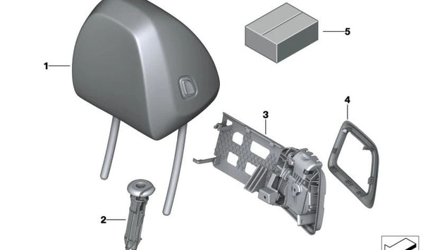 Reposacabezas de cuero OEM 52107470248 para BMW G42, G20, G21, G22, G23, G01, G08, F97, G02, F98. Original BMW.