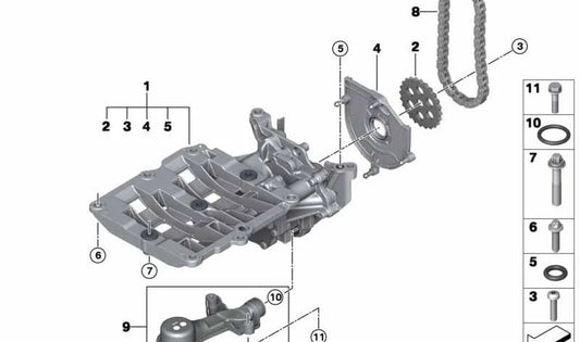 Drainage screw of the OEM crankcase 11417809835 for BMW (compatible models: E81, E82, E87, E88, F20, F21, F22, E90, E91, E92, E93, F30, F31, F34, F32, F33, F36, E60, E61, F07, F07, F10, F10, F F06, f12, f13, f01, f02, e84, e83, f25, f26, e70, f15, e71, f