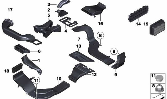 Conducto de aire frío derecho OEM 51459142607 para BMW F07. Original BMW.