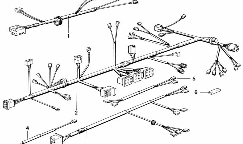 Cableado parcial del chasis OEM 61111244686 para BMW E12, E21, E23, E24, E26 y E28. Original BMW.