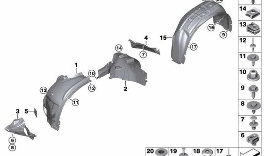 Tampa inferior da roda inferior OEM 51718059318 para BMW F16. BMW original.