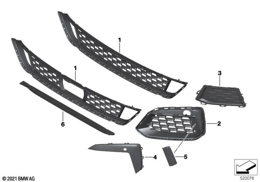 Zentraler Kühlergrill für BMW G30N, G31N (OEM 51118098664). Original BMW