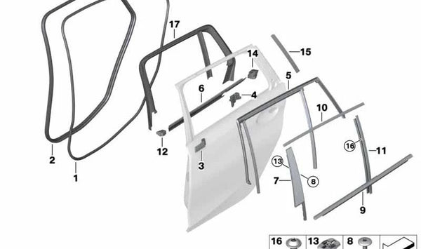 Embellecedor pilar C izquierdo para BMW Serie 3 G21 (OEM 51137955951). Original BMW.