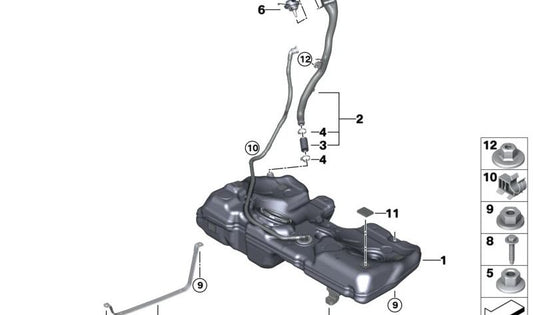 Depósito de Combustible de Plástico para BMW Serie 1 F40, Serie 2 F44 (OEM 16119895428). Original BMW