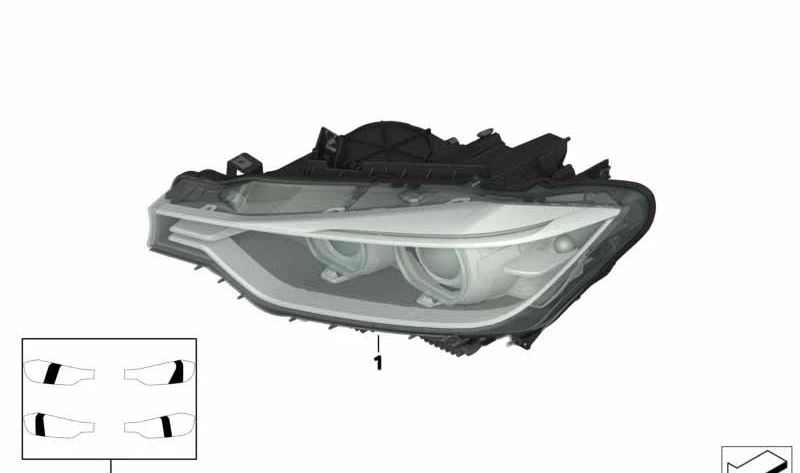 Faro derecho para BMW Serie 3 F30, F31 (OEM 63117338710). Original BMW