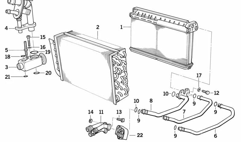 Juego de tuberías para BMW Serie 3 E36 (OEM 64110006470). Original BMW