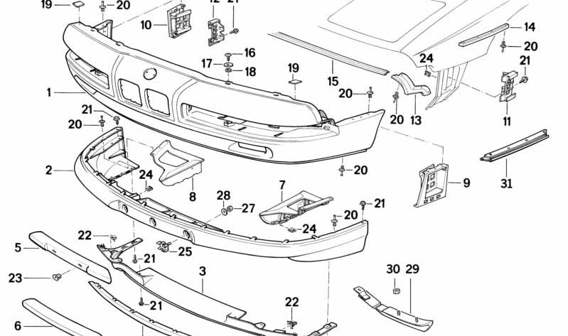 Foli gauche pour BMW E31 (OEM 51118108741). BMW d'origine