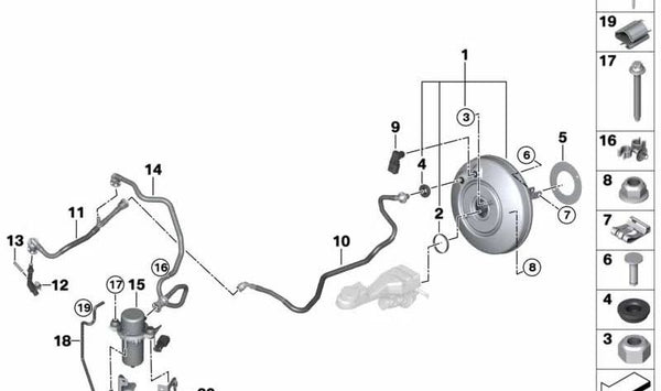 Tubo de vacío OEM 11668607937 para BMW F45, F46. Original BMW