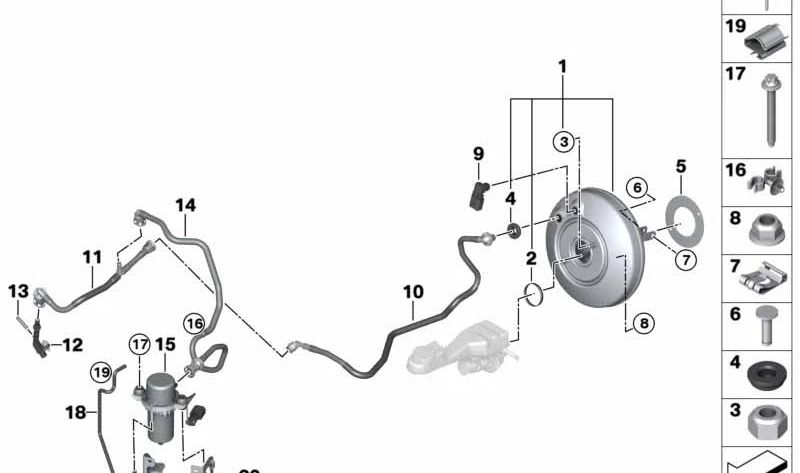 Tubo de desagüe (Ausblasschlauch) OEM 34336876773 para BMW F45, F48, F49, F39, F60. Original BMW.