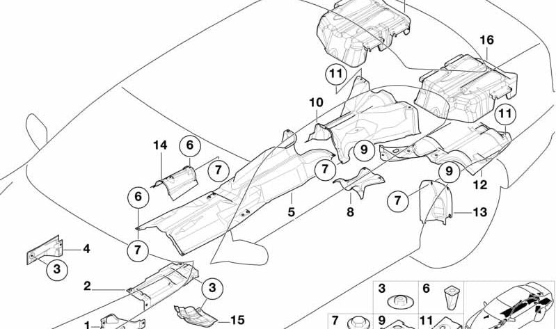 Aislamiento Térmico del Depósito para BMW Serie 5 E39 (OEM 51488159962). Original BMW