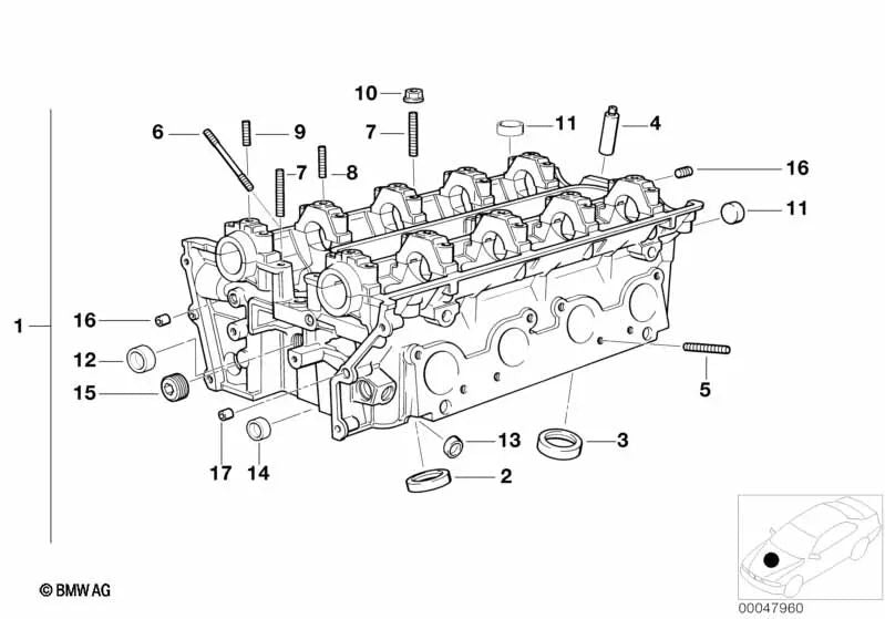 Culata para BMW Serie 5 E39, Serie 7 E38 (OEM 11121745462). Original BMW