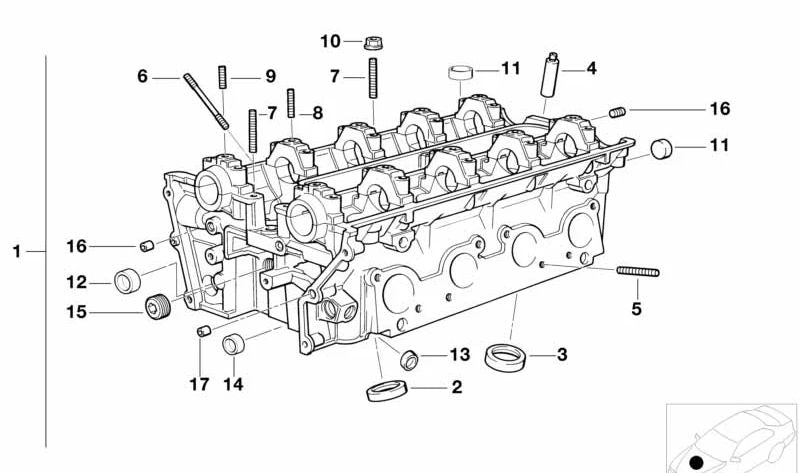 Culata para BMW X5 E53 (OEM 11127512608). Original BMW.