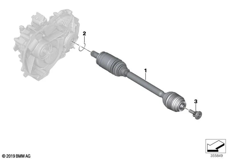 Eje de transmisión derecho para BMW I01, I01N (OEM 33207641212). Original BMW