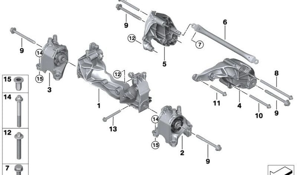 Soporte del motor izquierdo para BMW G26E, G26F (OEM 22118838969). Original BMW