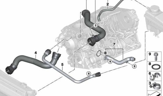 ** OEM -Kühlschlauch 17127799749 für BMW E60, E61. Original BMW. **