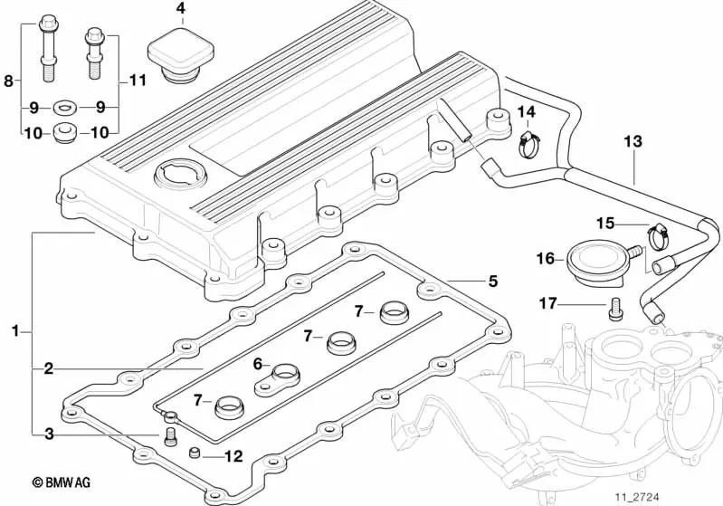 Banda -Schraube für BMW E30, E36, E46 Serie 5 E34, E39 Serie 7 E38, E65 X5 E53 Z8 E52 (OEM 11127568809). Original BMW.