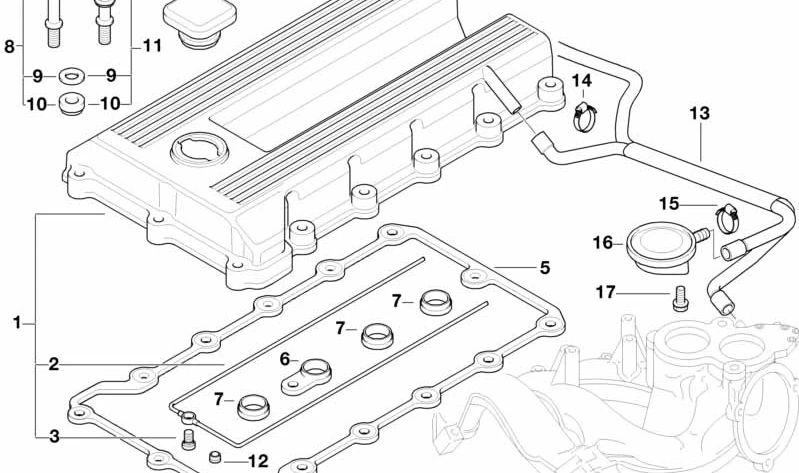 Junta de Perfil para BMW E30, E36 (OEM 11121721475). Original BMW